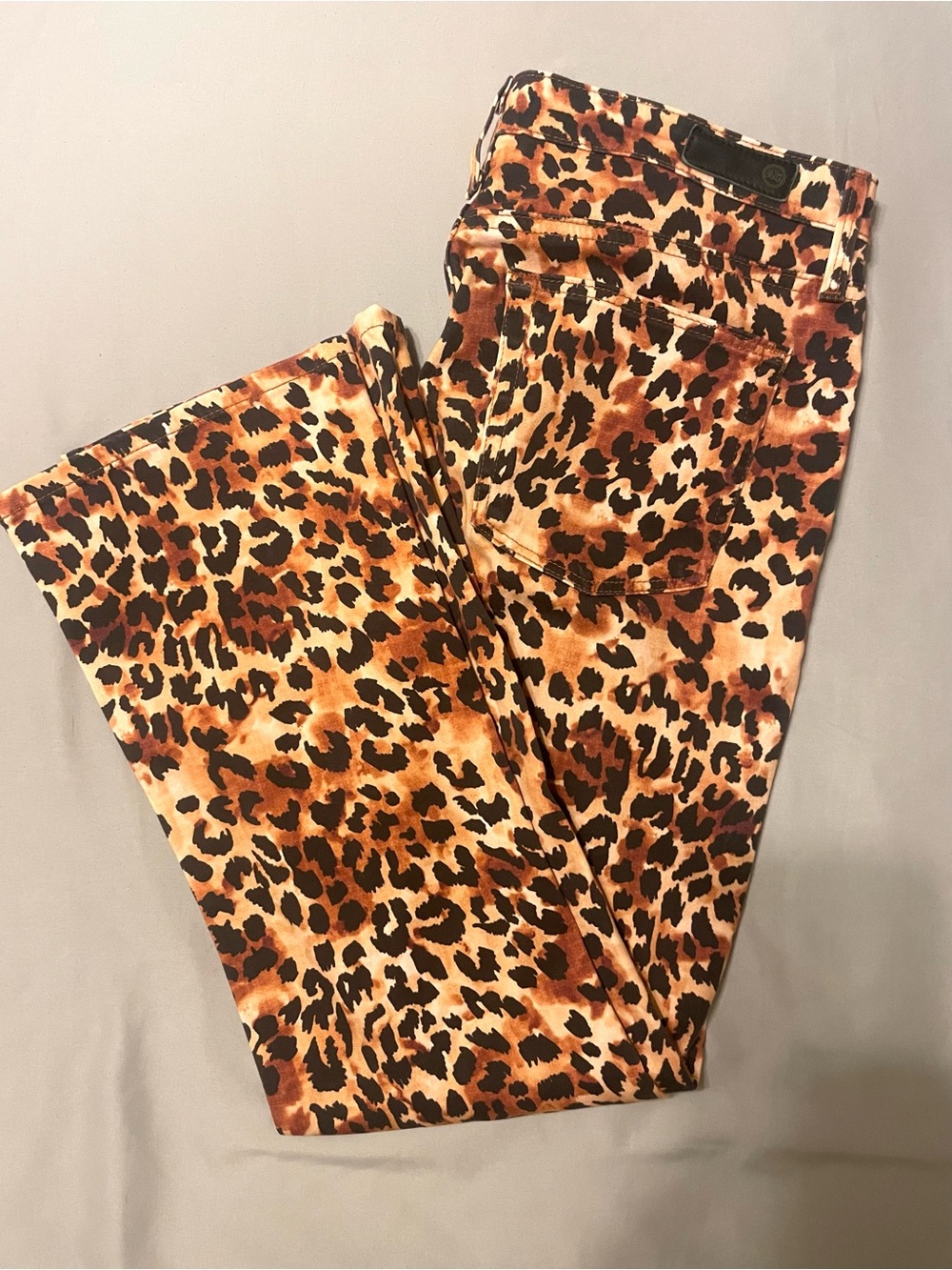 AG Adriano Goldschmied Leopard Print Pants - Brown Black Tan